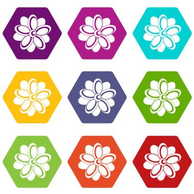 Renk altı yüzlü çiçek Icon set