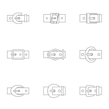 Moda kemer tokası simge seti, anahat stili