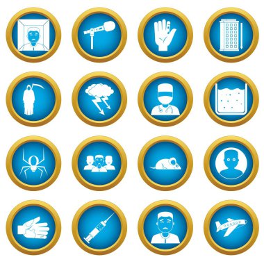 Fobi simgeleri simgeleri daire seti mavi