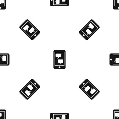 Smartphone ve konuşma kabarcıklar sorunsuz siyah desen