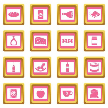 Dükkanı hareket gıdalar simgeleri pembe