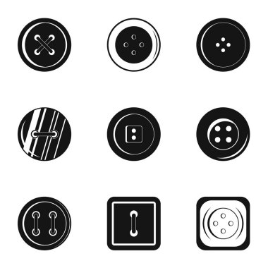 Moda giysiler simge seti, basit Stili düğmesini