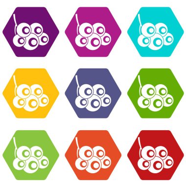 Renk altı yüzlü kartopu şube Icon set
