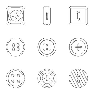 Metal giyim simge seti, anahat Stili düğmesini