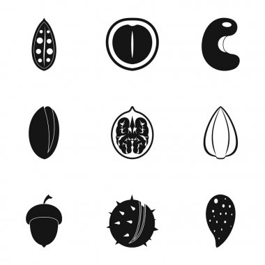 Fındık beslenme simge seti, basit tarzı