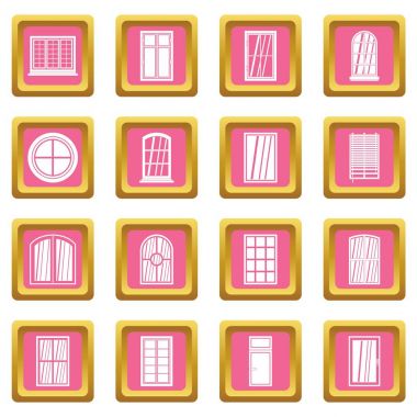Plastik pencere formları simgeler pembe