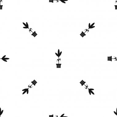 Dekorasyon bitki pot desen sorunsuz siyah