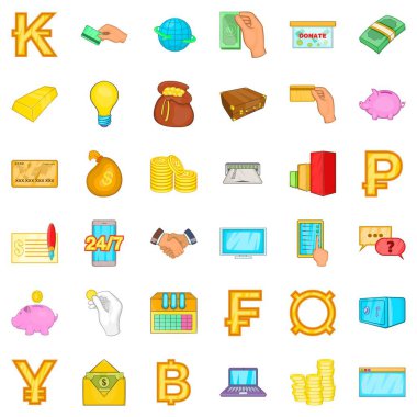 Para çantası Icons set, karikatür tarzı