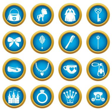 Bebek Prenses simgeleri mavi daire kümesi öğeleri