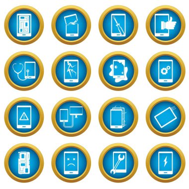 Cihaz onarım simgeleri simgeleri daire seti mavi