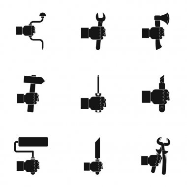 Onarım aracı simge seti, basit tarzı