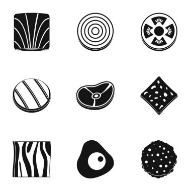 Mutfak dilim ürün simge seti, basit tarzı