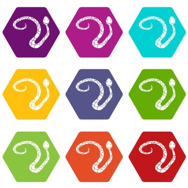 Renk altı yüzlü benekli yılan Icon set