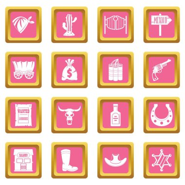 Vahşi Batı simgeler pembe