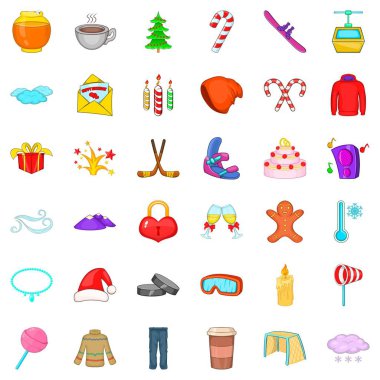 Dekorasyon Icons set, karikatür tarzı