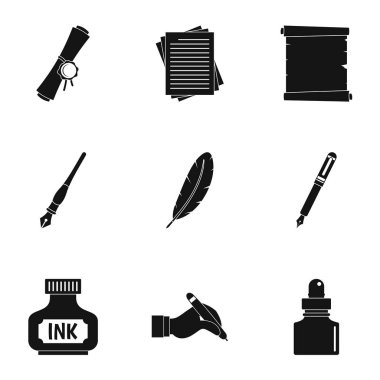 Retro kalem simge seti, basit tarzı