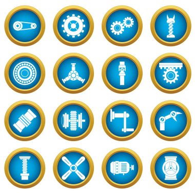 Techno mekanizmaları simgeleri mavi daire kümesi kiti