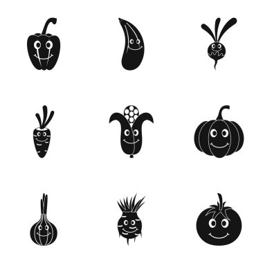 Komik sebze emoji simge seti, basit tarzı