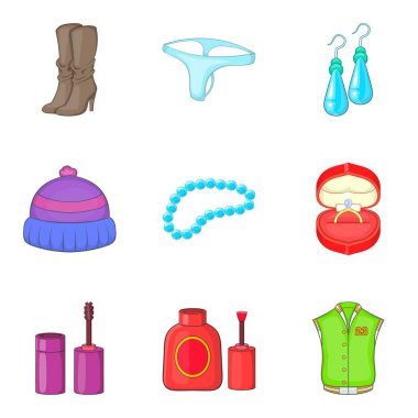 Tuvalet Icons set, karikatür tarzı