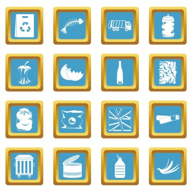 Atık ve çöp simgeleri gök mavisi