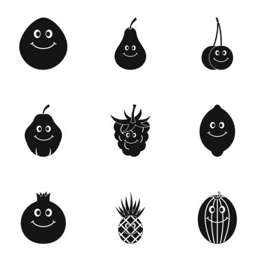 Meyve karakteri simge seti, basit tarzı