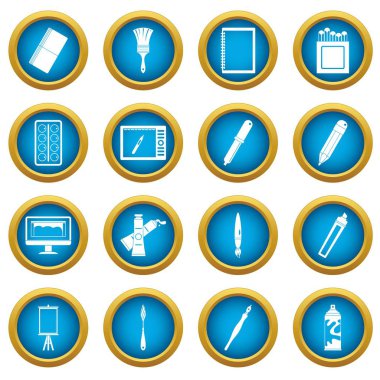 Tasarım ve çizim araçları simgeler daire seti mavi