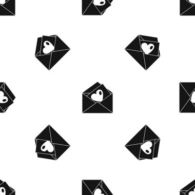 Vintage Zarflar ve kalp sorunsuz siyah desen