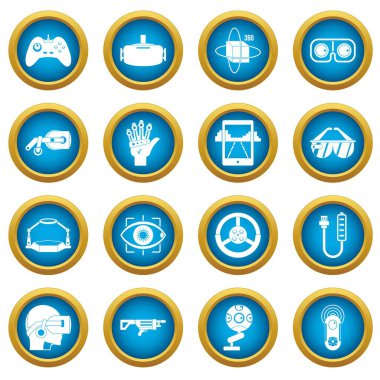 Sanal gerçeklik simgeleri mavi daire seti