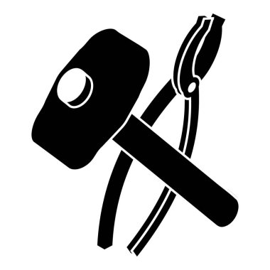 Çekiç sıkma akarları simgesi, basit siyah stil