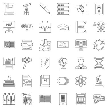 İngilizce Icons set, anahat stili