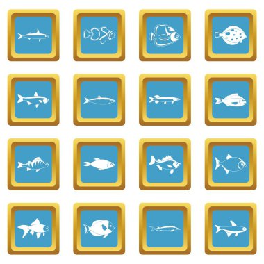 Balık simgeler gök mavisi