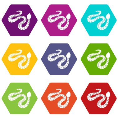Renk altı yüzlü benekli yılan Icon set