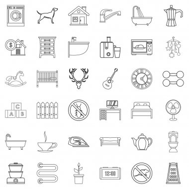 Duş Icons set, anahat stili