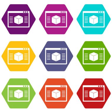 renk altı yüzlü 3D modeli Icon set