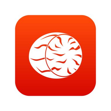 Küçük Hindistan cevizi simgesi dijital kırmızı yarısı