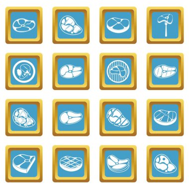 Biftek simgeler gök mavisi