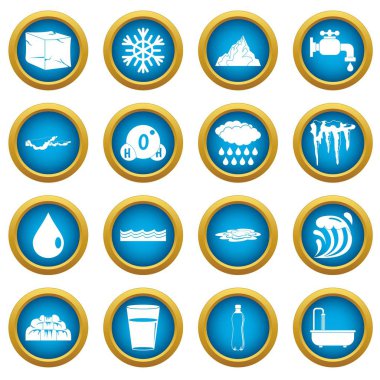 Su simgeleri mavi daire seti