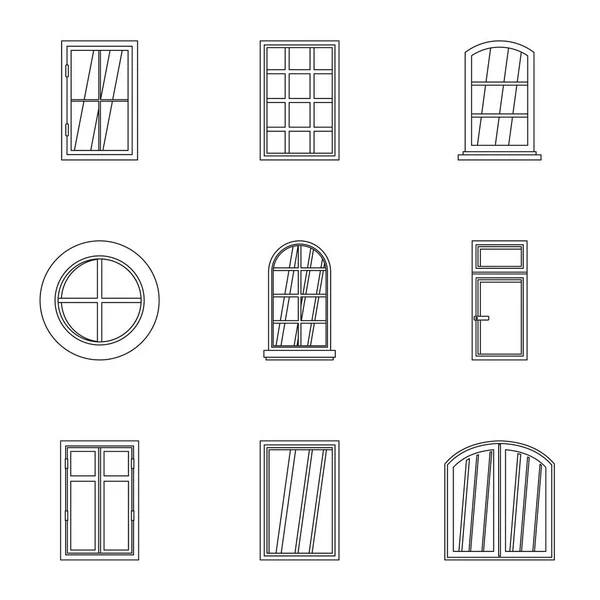 Moderne venster pictogrammenset, Kaderstijl — Stockvector