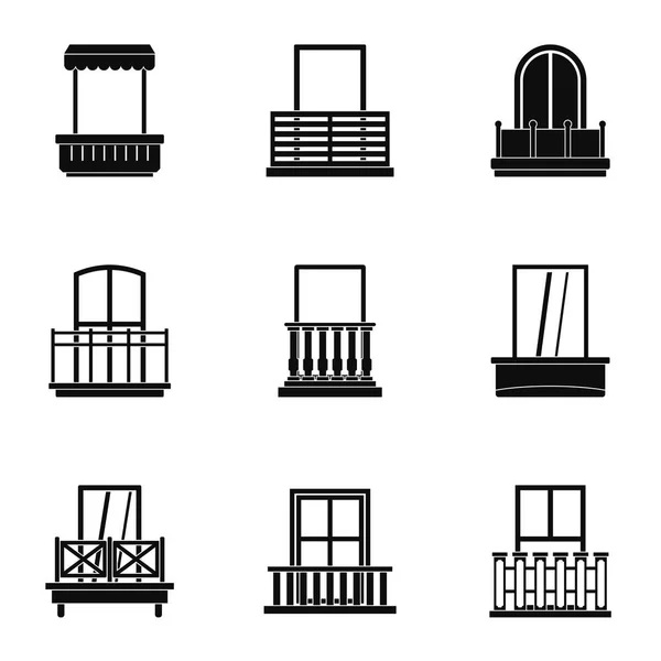 Современный набор значков на балконе, простой стиль — стоковый вектор