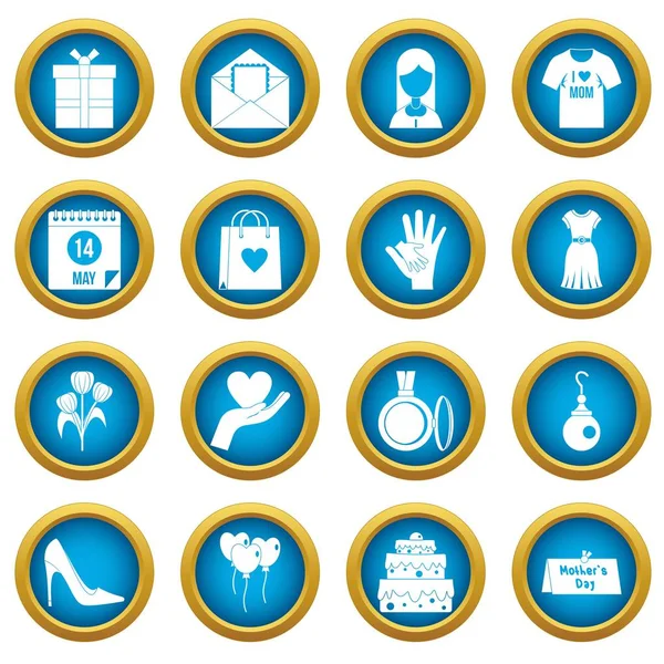 Anneler günü simgeleri mavi daire seti