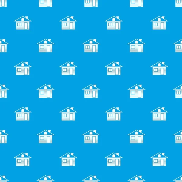 Wooden log house pattern seamless blue