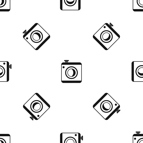 Ročník fotografické kamery vzor černá bezešvé triko — Stockový vektor