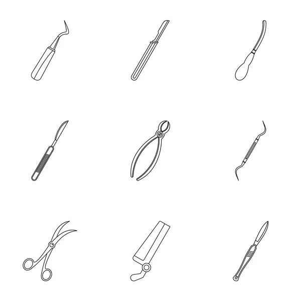 Conjunto de ícones de acessórios de cirurgia, estilo de contorno — Vetor de Stock