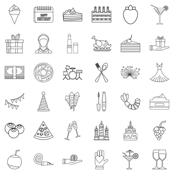 Conjunto de iconos de entretenimiento, estilo de esquema — Vector de stock