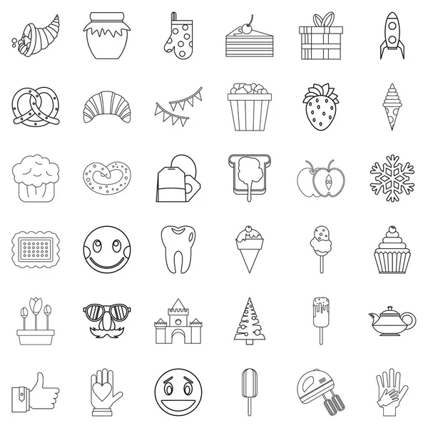 Tatlıları Icons set, anahat stili