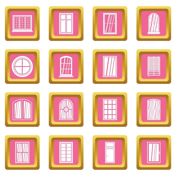 Πλαστικό παράθυρο εικονίδια φόρμες ροζ — Διανυσματικό Αρχείο
