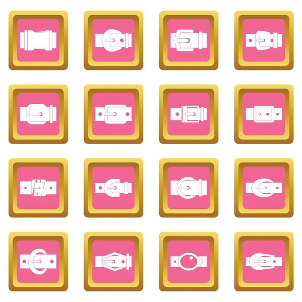 Fibbie per cinture icone rosa — Vettoriale Stock