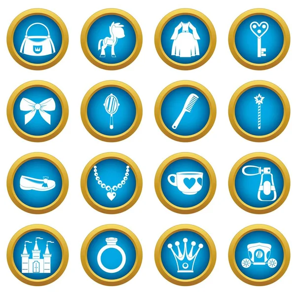 Bebek Prenses simgeleri mavi daire kümesi öğeleri