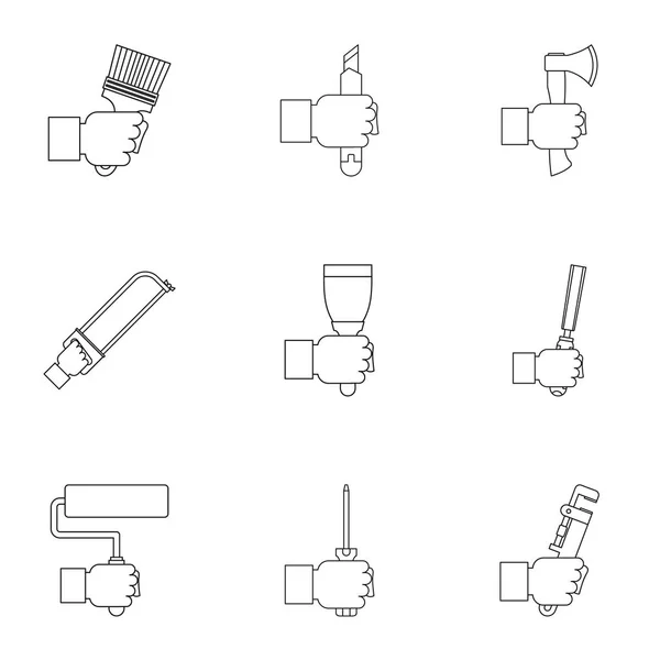 House repair tool icon set, outline style — Stock Vector