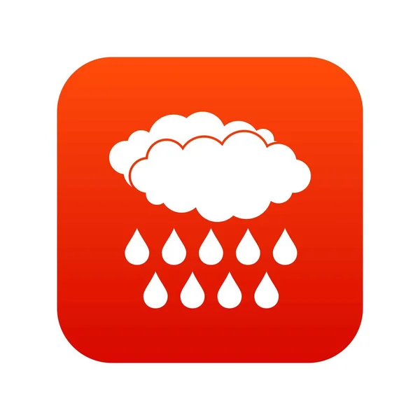 Icono de lluvia rojo digital — Vector de stock